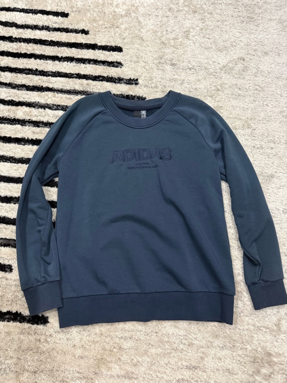 adidas Navy Embroidered Logo Crewneck Sweatshirt